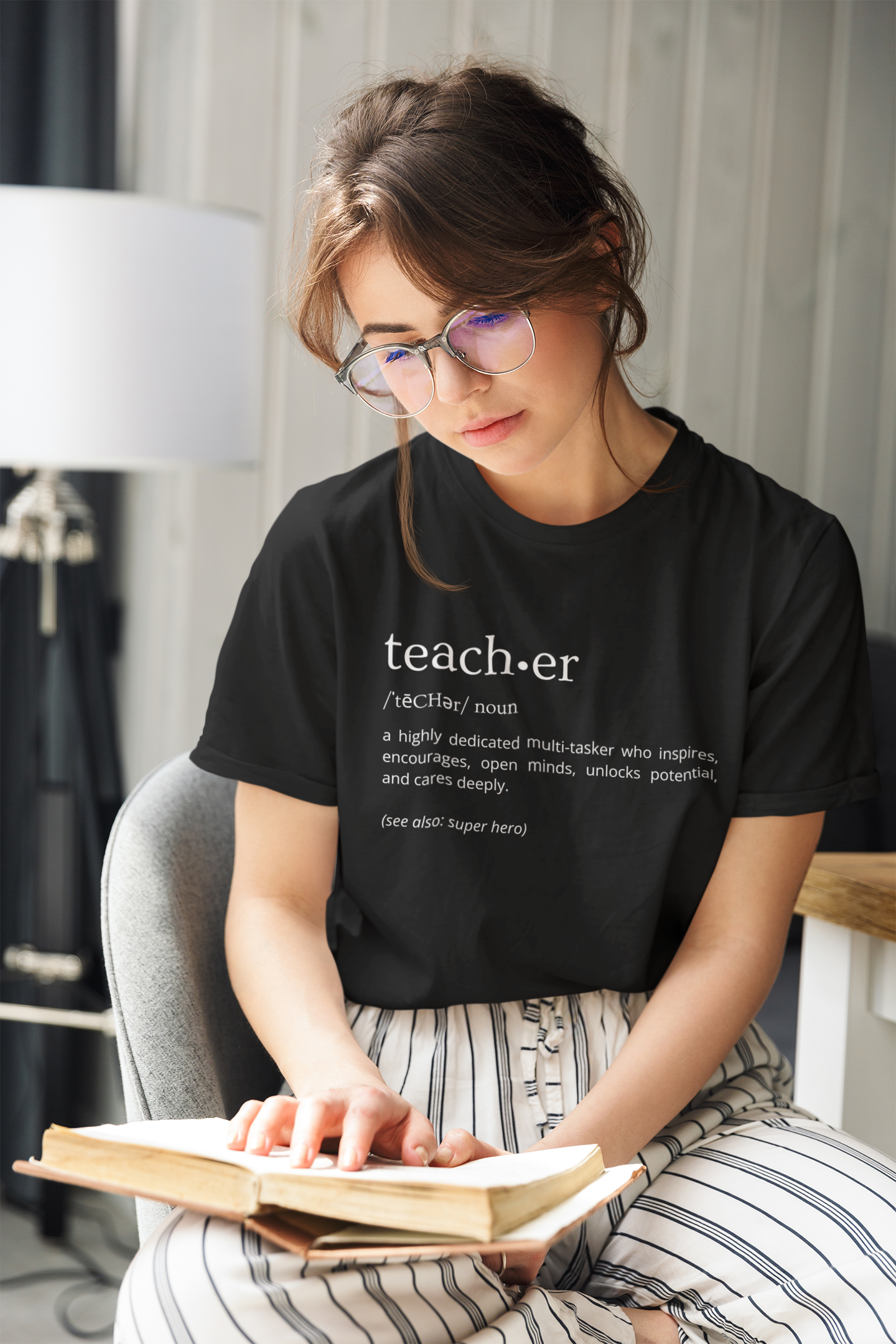 Definition of Teacher - White Text