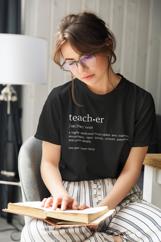 Definition of Teacher - White Text