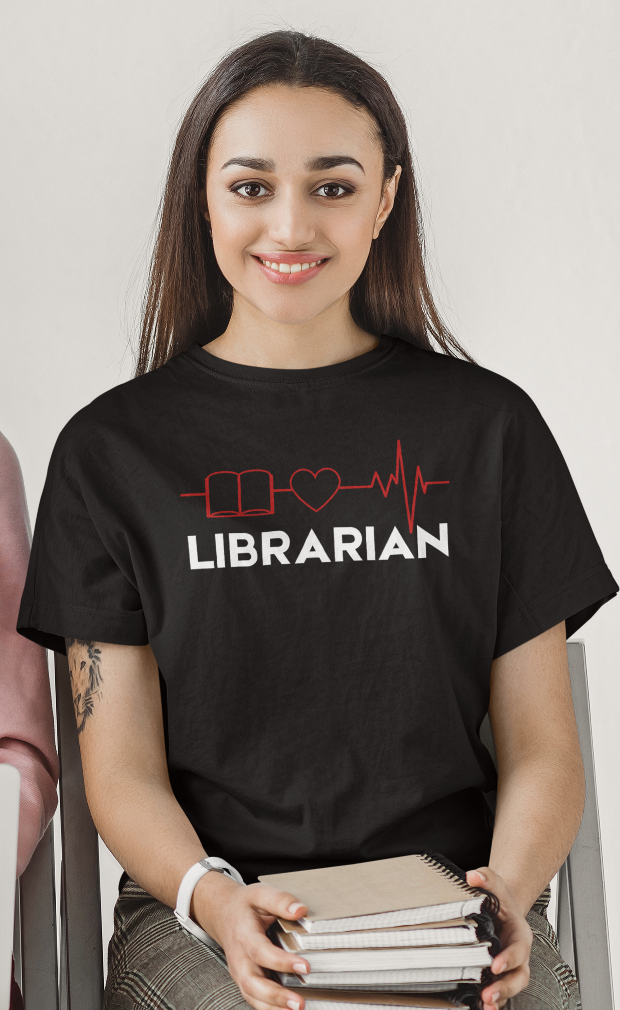 Librarian with Heart and Book EKG
