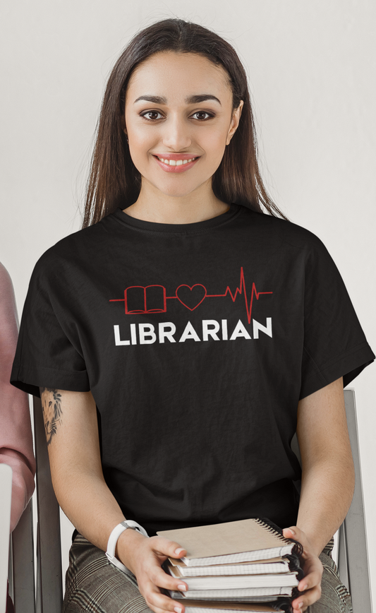 Librarian with Heart and Book EKG